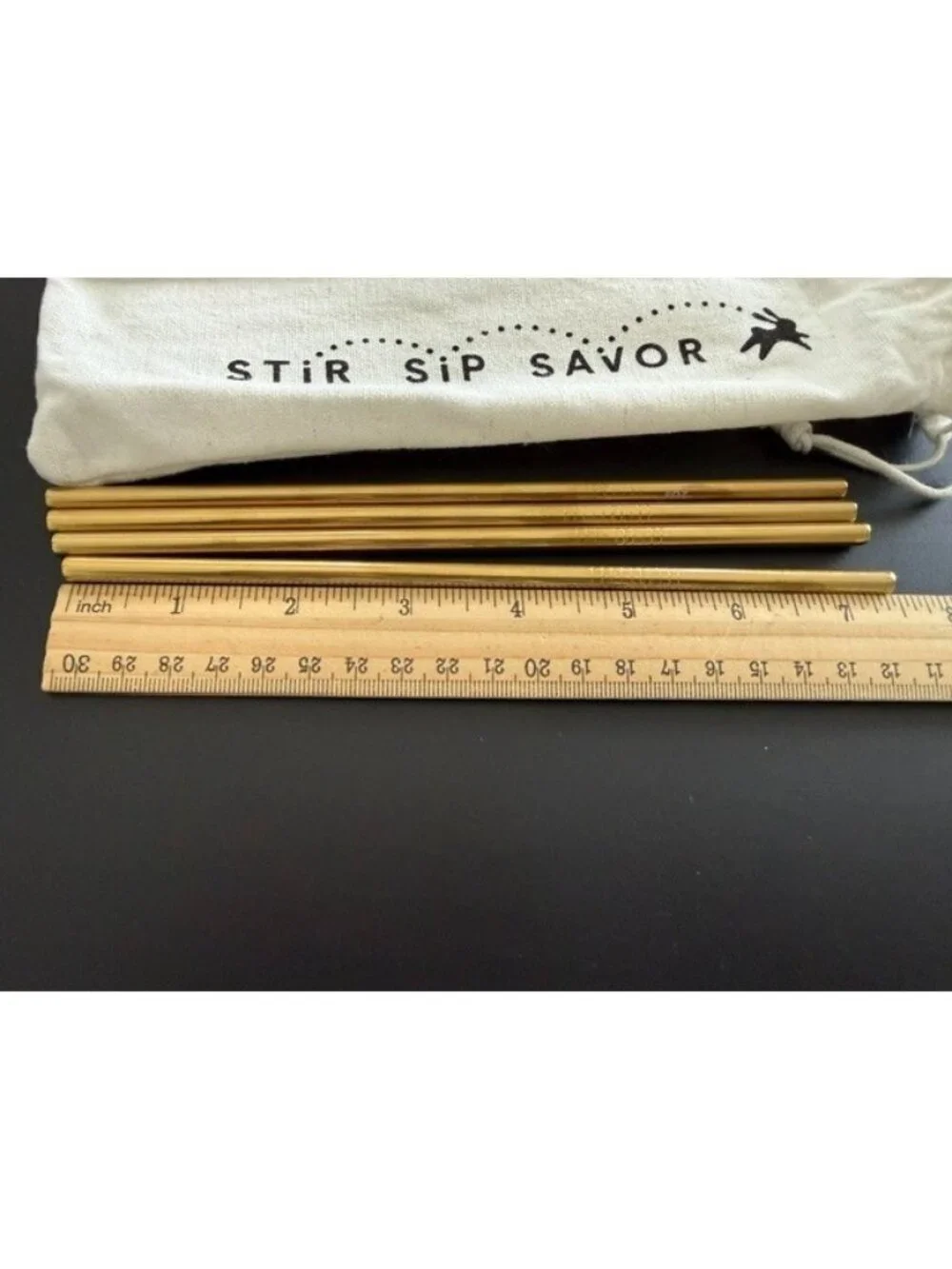 Jot Coffee Gold Metal Straw Set Stir Sip Savor Reusable 4 pack Pouch Bundle New